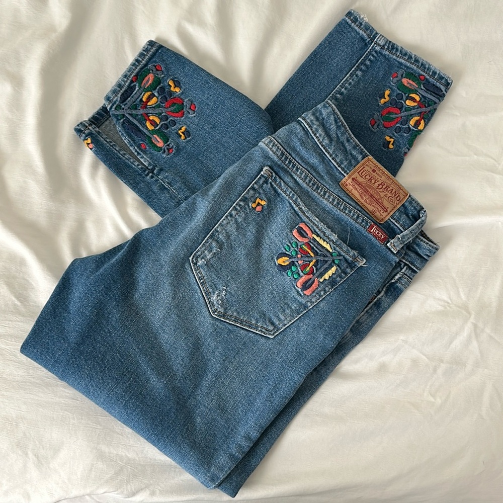 Lucky Brand Ava Skinny embroidered jeans